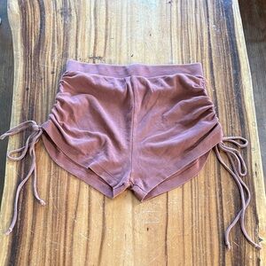 Zara High Waist Rust Shorts with side ties and ruching